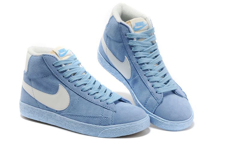 Nike Blazer Mid Suede Millesime Femmes Chaussures Blanc Bleu Clair